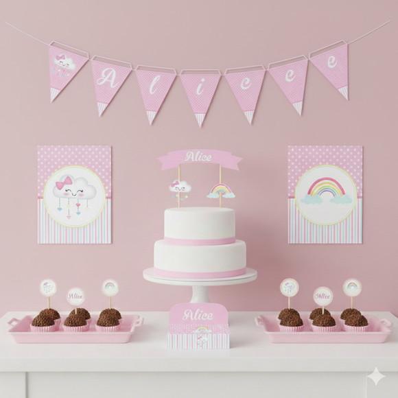 Kit Festa Personalizada Chuva de Amor (39 Itens)