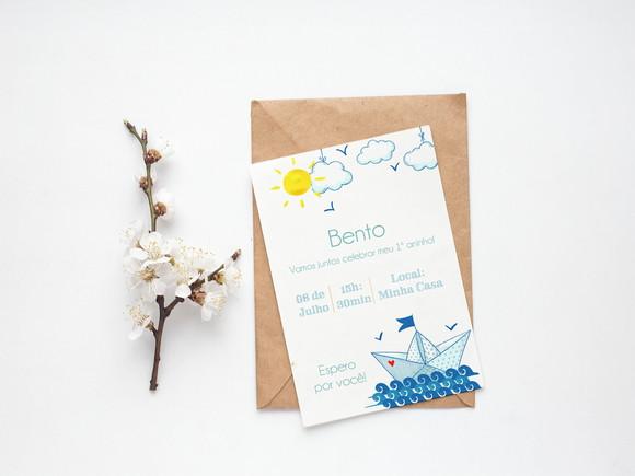 Convite Digital Personalizado Barquinho de Papel