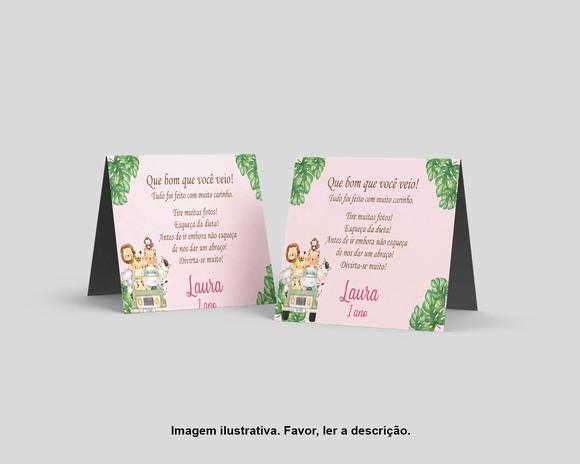 Cartão Agradecimento Mesa Personalizado Safari Rosa