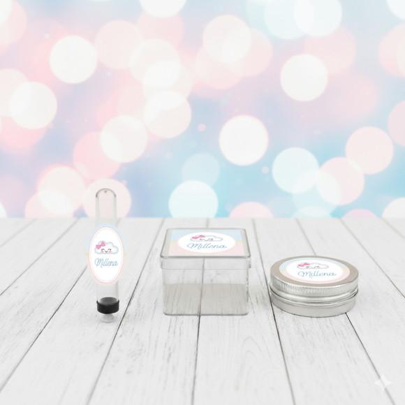 Kit Personalizado Latinha, Tubete, Caixinha Nuvem Rosa