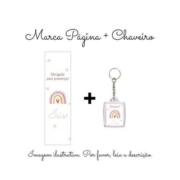 Marcador de Página Personalizado com Chaveiro Arco-Íris Boho
