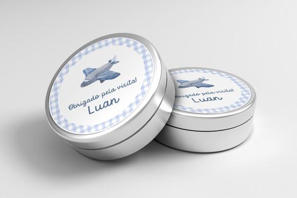 Adesivo Personalizado Latinha Maternidade Avião