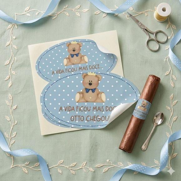 Adesivo Personalizado Charuto Chocolate Ursinho