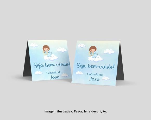 Cartão Agradecimento Personalizado Mesa Batizado Azul