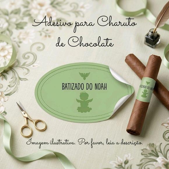 Adesivo Personalizado Charuto Chocolate Batizado