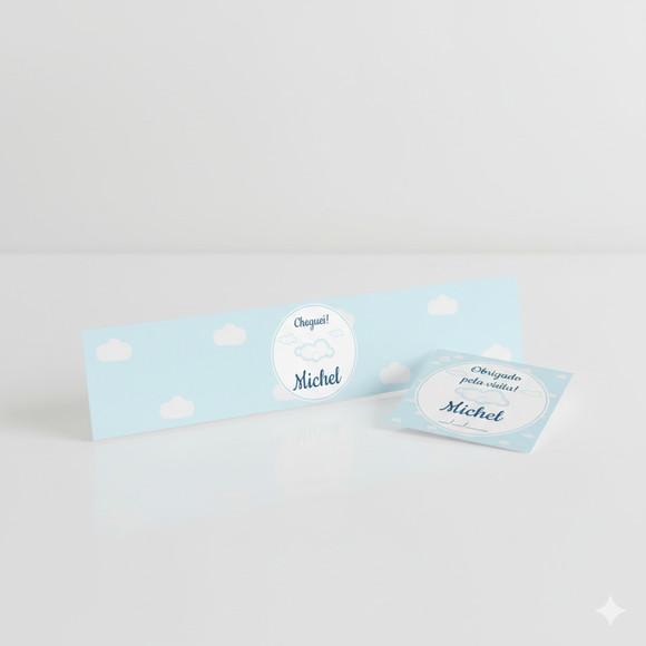 Rótulo Água Personalizado Nuvem Azul com Tag
