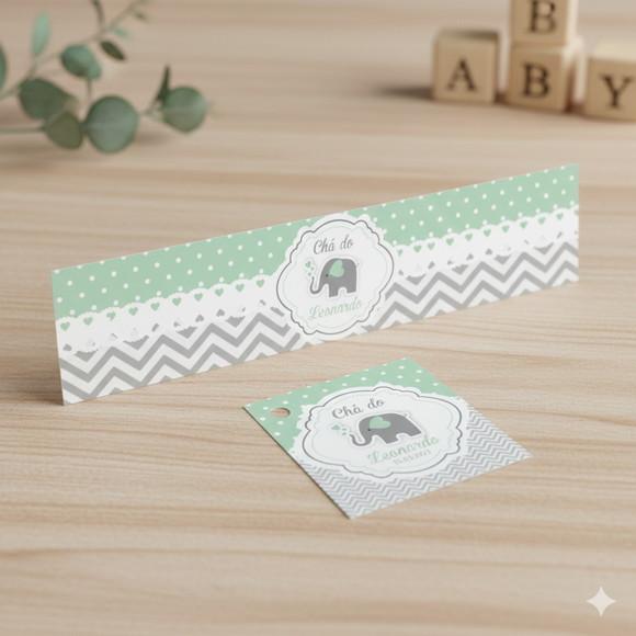 Rótulo Água Personalizado Elefantinho com Tag