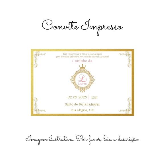 Convite Impresso Personalizado Realeza Rosa