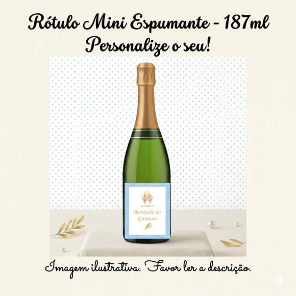 Rótulo Personalizado Mini Espumante Batizado Azul - 10 un