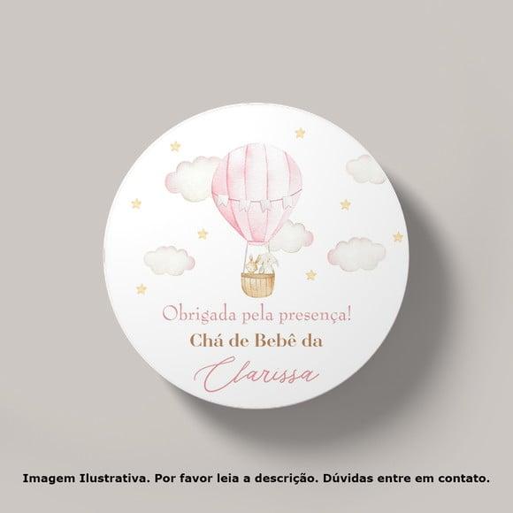 Tag Personalizada Chá de Bebê Animais no Balão Rosa