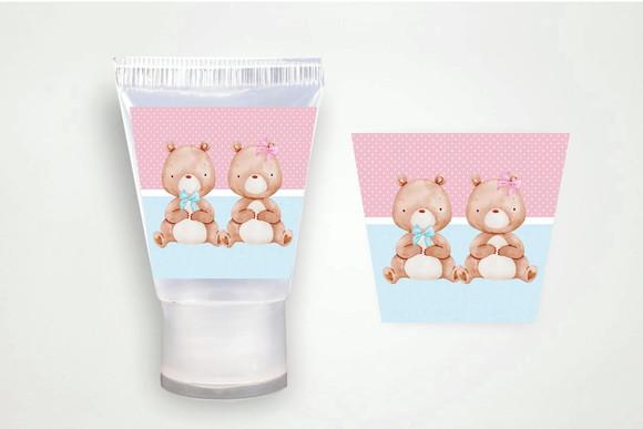 Adesivo Personalizado Álcool Gel Chá Revelação Ursinhos