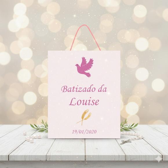 Sacolinha Personalizada Batizado Rosa - Lembrancinha - Tam P