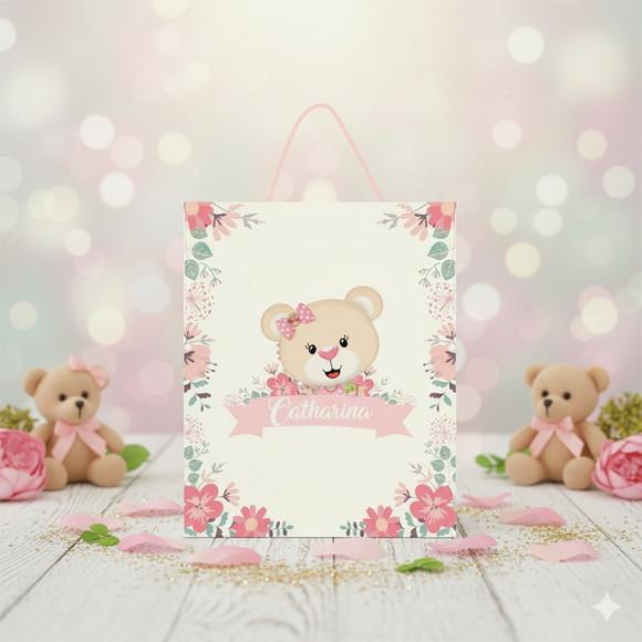 Sacolinha Personalizada Ursinha Floral Lembrancinha - Tam P
