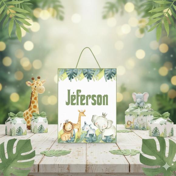Sacolinha Personalizada Safari Aquarela - Lembrancinha Tam P
