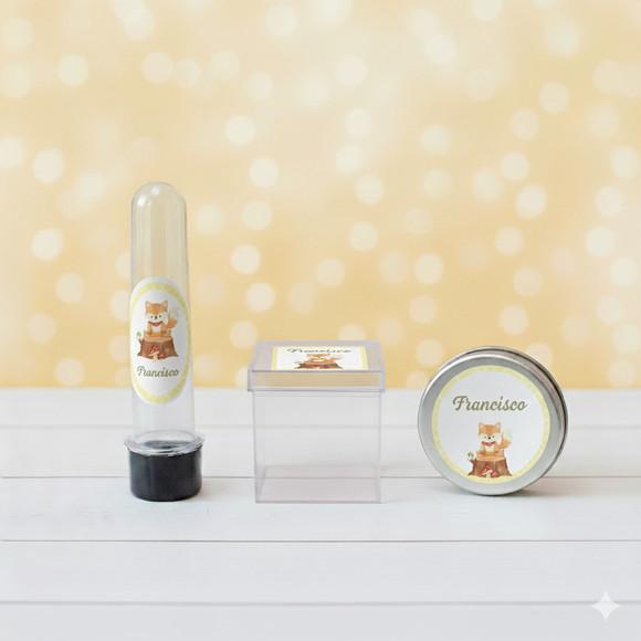 Kit Personalizado Latinha, Tubete, Caixinha Acrílica Raposa