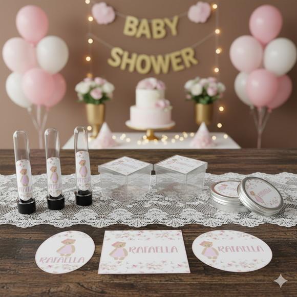Kit Personalizado Latinha, Tubete, Caixinha Ursinha Floral