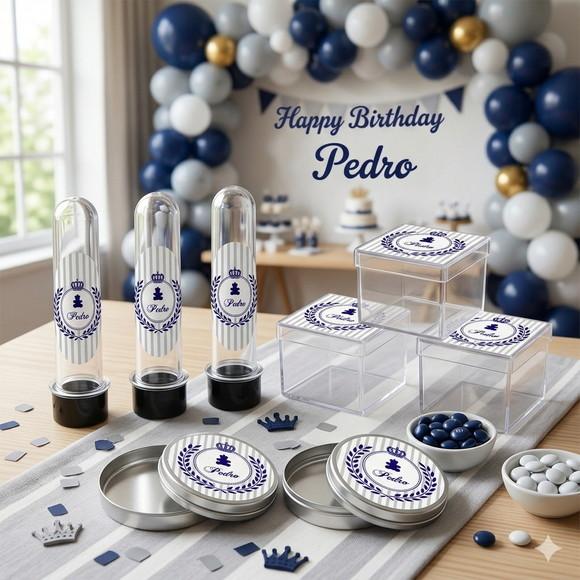 Lembrancinha Personalizada Kit 45 Peças Ursinho Príncipe