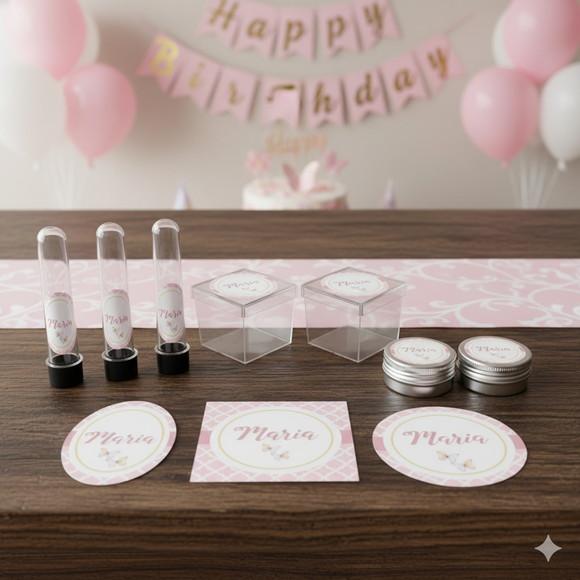 Kit Personalizado Latinha, Tubete, Caixa Acrílica Borboletas