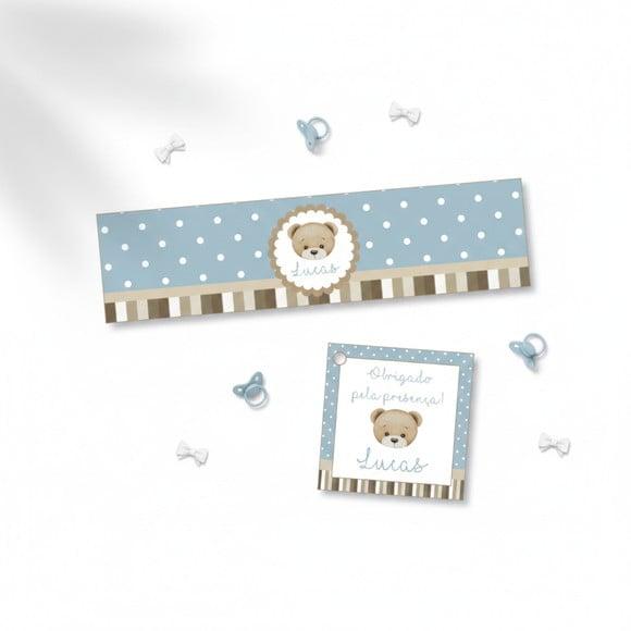 Rótulo Água Personalizado Ursinho com Tag