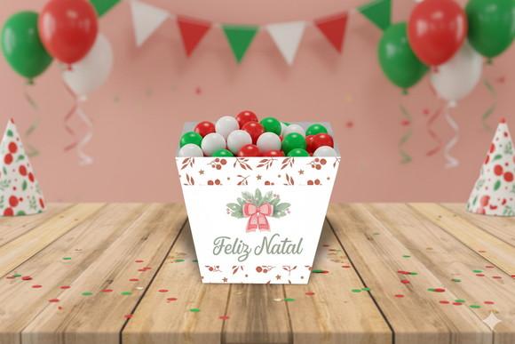 Cachepô Personalizado Natal Aquarela Centro de Mesa