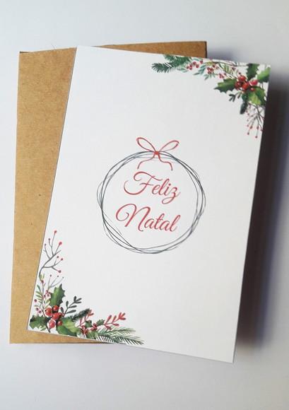 Cartão Minimalista Feliz Natal (5 Unidades)