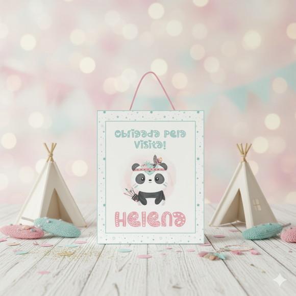 Sacolinha Personalizada Urso Panda Boho Lembrancinha Tam P