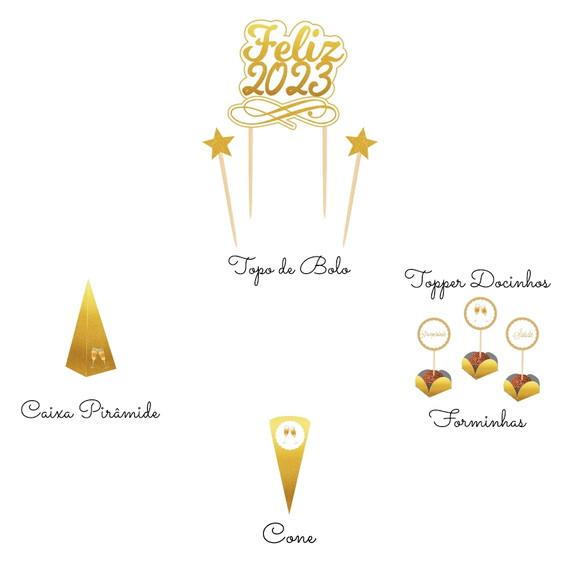 Kit Festa Ano Novo Dourado (36 Itens)