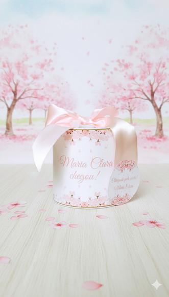 Tubolata Personalizada Floral Rosa e Branco - 8x8
