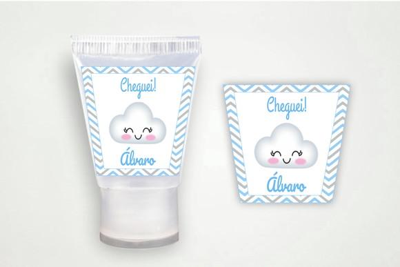 Rótulo Personalizado Álcool Gel Nuvem Azul