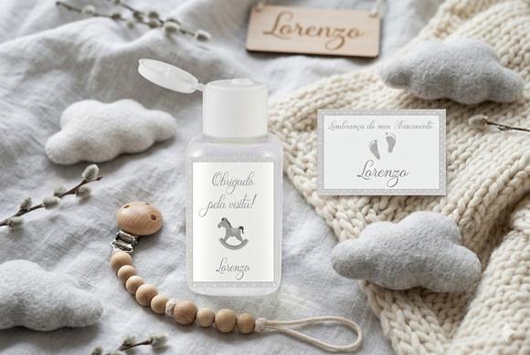 Rótulo Personalizado Álcool Gel Cavalinho Cinza e Tag