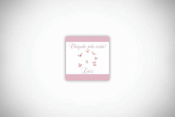 Tag Personalizada Quadrada Maternidade Borboleta