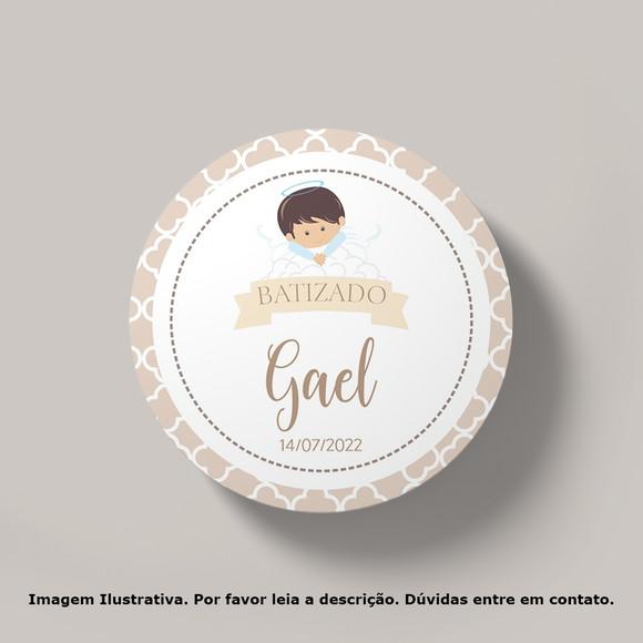 Tag Personalizada Batizado Bege