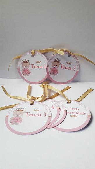 Kit Tag Troca Maternidade Ursinha Princesa