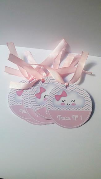 Kit Tag Troca Maternidade Nuvem Rosa