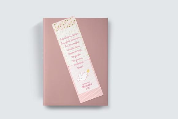 Marcador Página Personalizado Batizado Rosa
