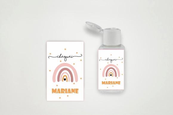 Rótulo Personalizado Álcool Gel Arco-íris Boho Menina