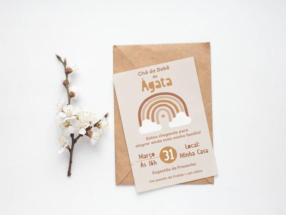 Convite Digital Personalizado Arco-íris Boho
