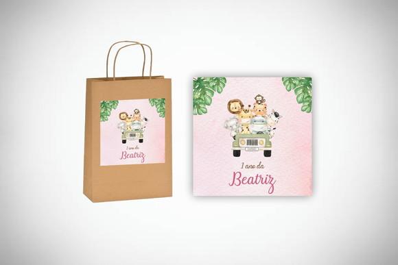 Adesivo Personalizado Sacolinha Safari Rosa