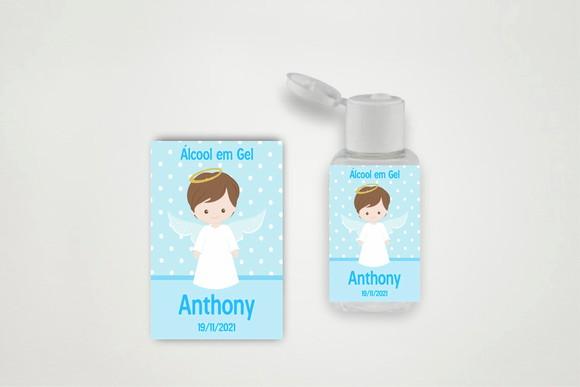 Etiqueta Personalizada Álcool Gel Batizado Azul