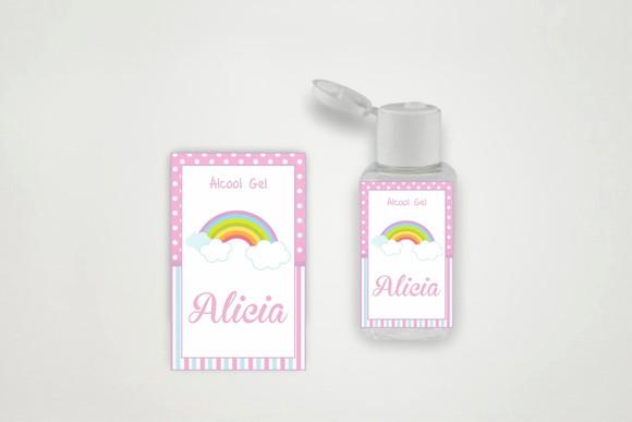 Rótulo Personalizado Álcool Gel Arco Íris Rosa