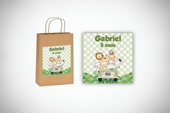 Adesivo Personalizado Sacolinha Safari Baby