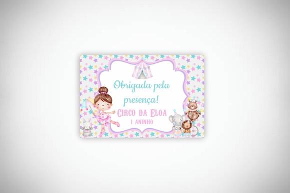 Tag Personalizada Circo Rosa Aquarela