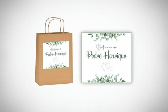 Adesivo Personalizado Sacolinha Batizado Verde