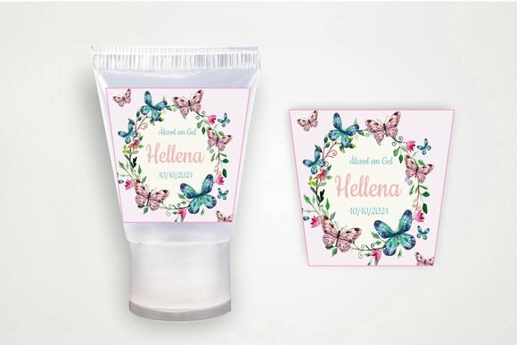 Rótulo Personalizado Bisnaga Álcool Gel Borboleta