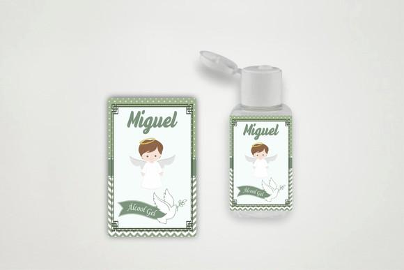 Rótulo Personalizado Frasco Álcool Gel Batizado Verde