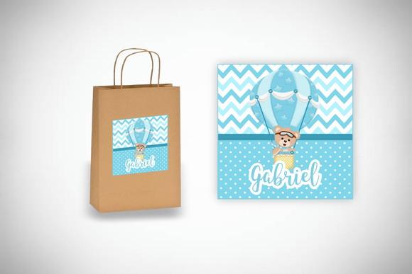 Adesivo Personalizado Sacolinha Ursinho Baloeiro