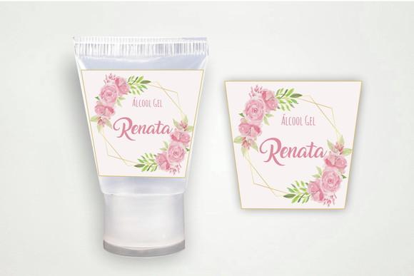 Etiqueta Personalizada Álcool Gel Floral Rosa