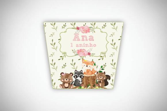 Adesivo Personalizado Balde Pipoca Bosque Encantado