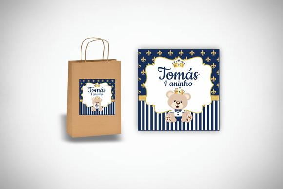 Adesivo Personalizado Sacolinha Ursinho Príncipe