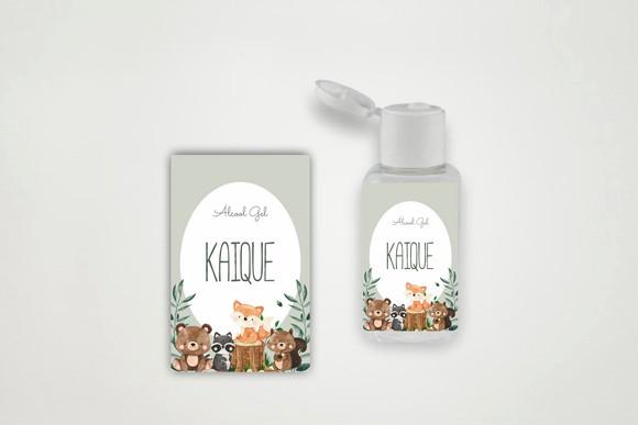 Rótulo Personalizado Frasco Álcool Gel Animais do Bosque